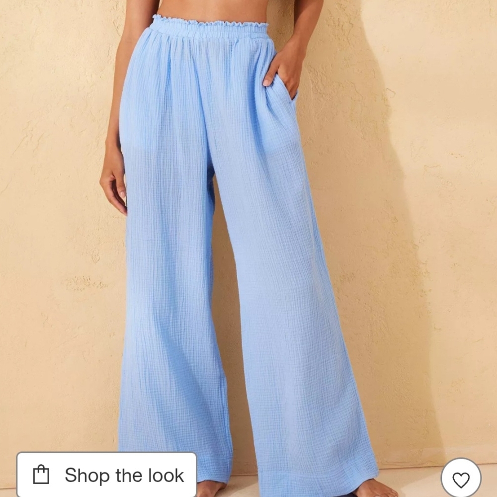 Shade & Shore Sky Blue Wide-Leg Pants Beach/pool Size Large - Picture 3 of 5